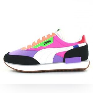 Puma Future Rider Play On purple pink orange sneakers with suede.Size 7
